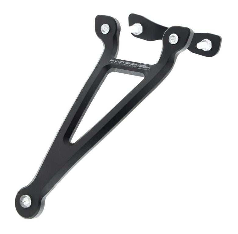 Soporte de escape negro con placa de acabado Evotech Performance Yamaha MT-03 '16-21