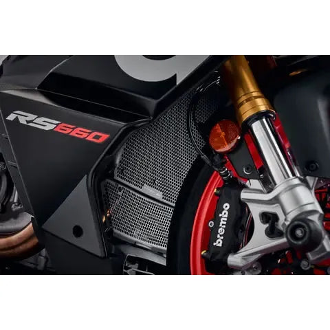Conjunto de tapa de radiador/colector de escape negro Evotech Performance Aprilia RS660 '21-