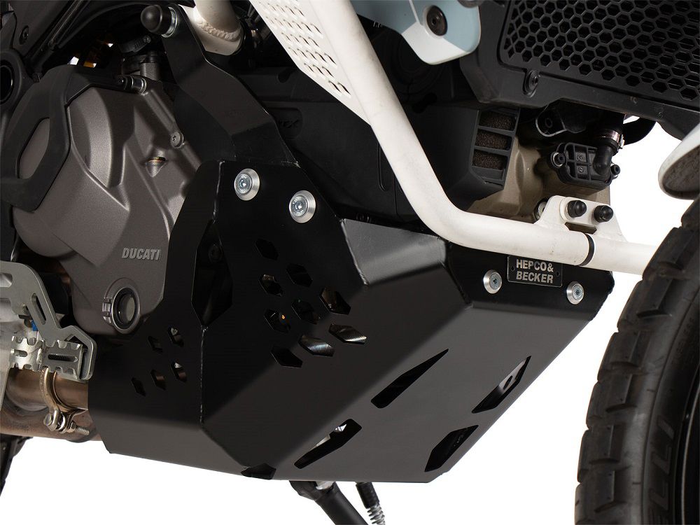 Placa de cárter de aluminio negro Hepco&Becker Ducati Desert X '22-
