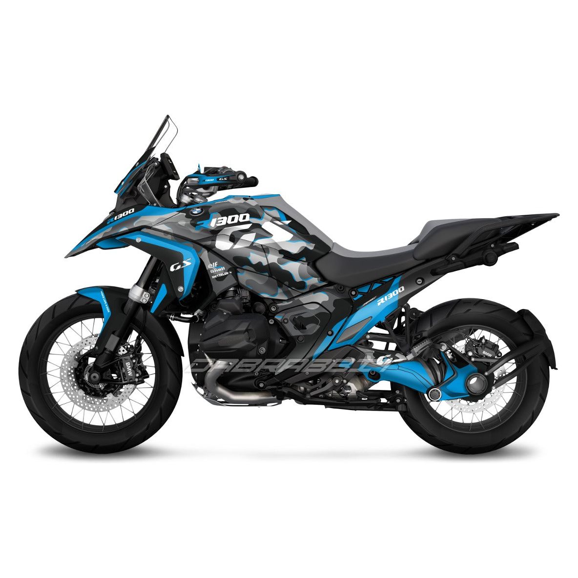 Pack de pegatinas para BMW R1300GS en azul camuflaje
