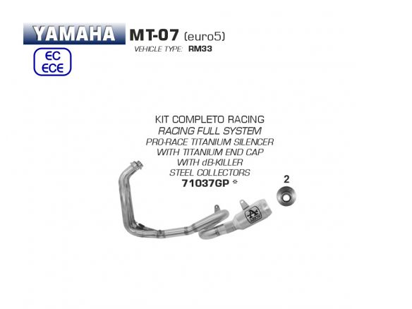 ESCAPE COMPLETO ARROW RACING ACERO INOXIDABLE TITANIO YAMAHA MT-07 2021-2024