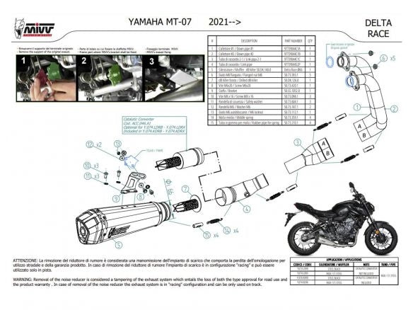 ESCAPE COMPLETO 2x1 MIVV DELTA RACE ACERO NEGRO CARBONO YAMAHA MT-07 / FZ-07 2021-2024