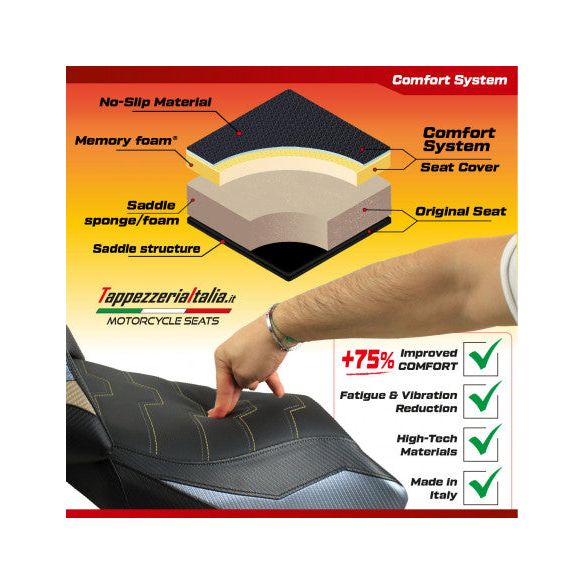 Funda de asiento compatible con Aprilia Tuareg 660 (21-24) modelo Boras comfort system