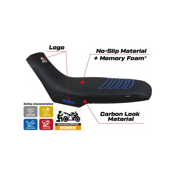 Funda de asiento compatible con Aprilia Tuareg 660 (21-24) modelo Boras comfort system