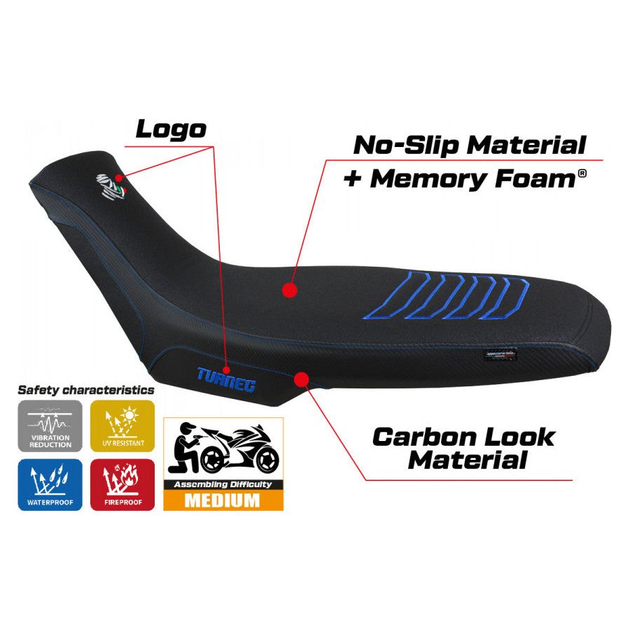 Funda de asiento compatible con Aprilia Tuareg 660 (21-24) modelo Boras comfort system