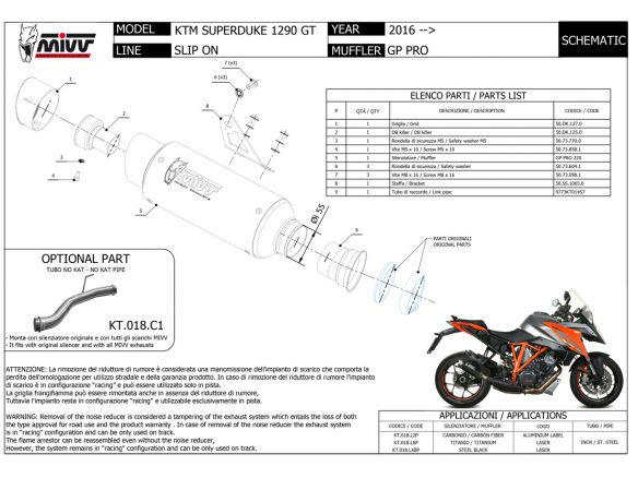 SILENCIADOR MIVV GP PRO ACERO INOXIDABLE NEGRO KTM 1290 SUPER DUKE GT 2016-2024