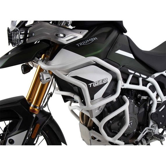 Barra de protección para depósito (protección del depósito) blanca Hepco&amp;Becker Triumph Tiger 900 Rally / GT / Pro '20-