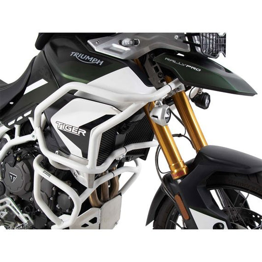 Barra de protección sobre SOLID (protección del depósito) blanca Hepco&amp;Becker Triumph Tiger 850 Sport '21-