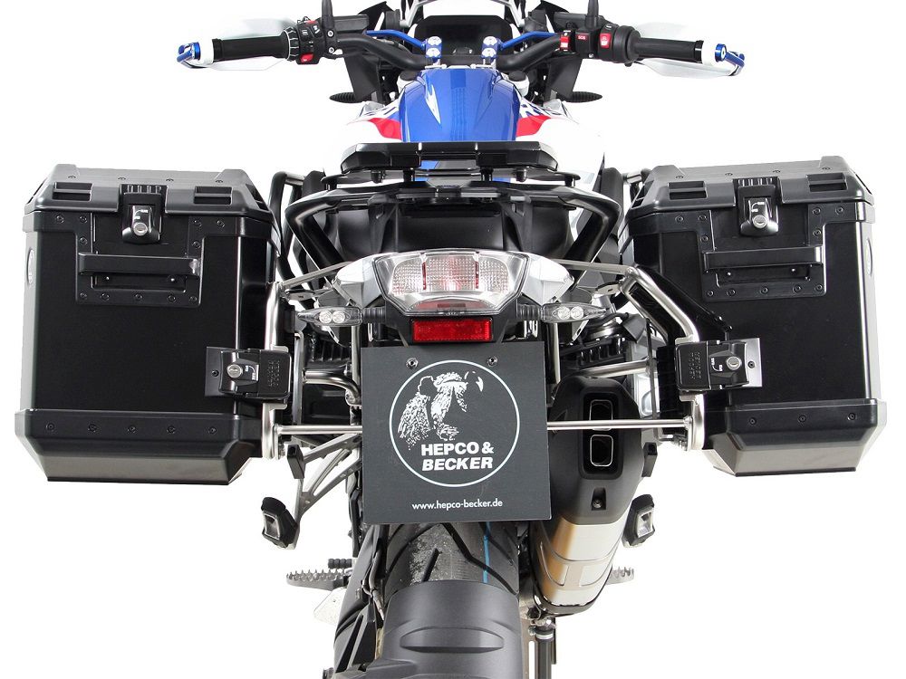 Juego de maletas recortadas Hepco&amp;Becker con portaequipajes y maletas negras para BMW R1250GS LC '18