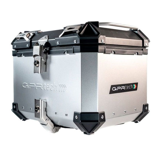 Baúl superior ALPI-TECH 45L plateado con placa de montaje universal