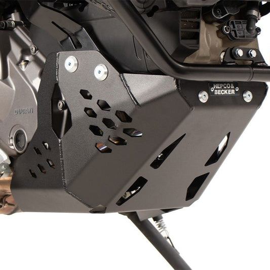 Placa de cárter de aluminio negro Hepco&amp;Becker Ducati Desert X '22-