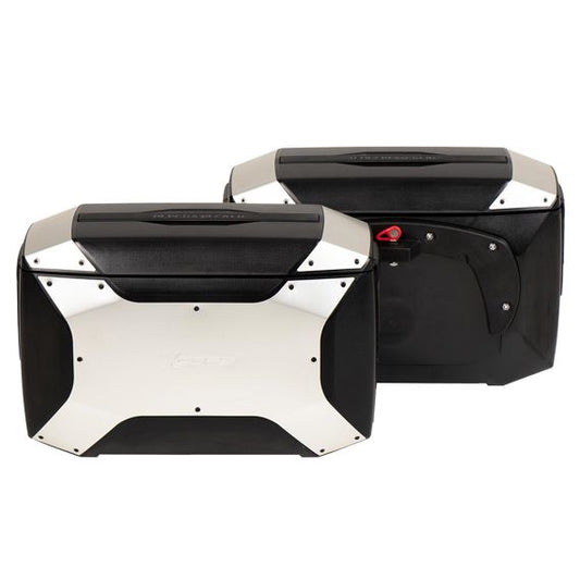 Juego de maletas laterales plateadas XCore para porta-C-Bow de Hepco&amp;Becker