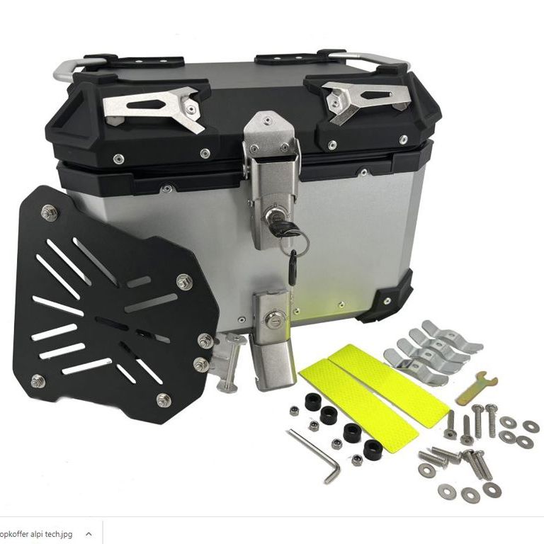 Baúl superior ALPI-TECH 26L plateado con placa de montaje universal