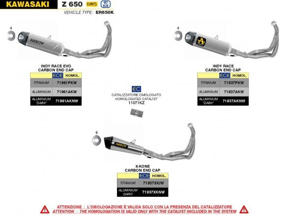 SISTEMA COMPLETO ARROW DARK ALUMINIO INDY RACE KAWASAKI Z 650 / NINJA 650 2021-2023 