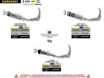 SISTEMA COMPLETO ARROW DARK ALUMINIO INDY RACE KAWASAKI Z 650 / NINJA 650 2021-2023 