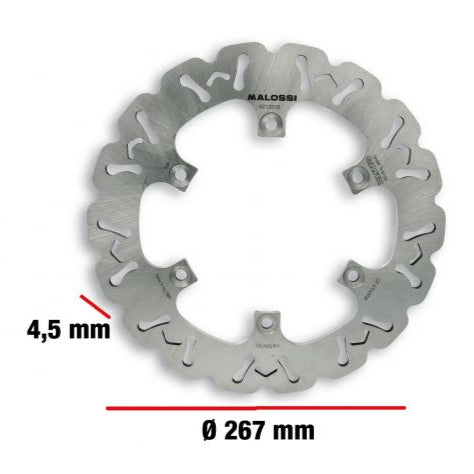 DISCO DE FRENO MALOSSI WHOOP DISC DIÁMETRO EXTERIOR 267 - ESPESOR 4,5 MM YAMAHA T MAX 500 IE 4T LC 2004-2007