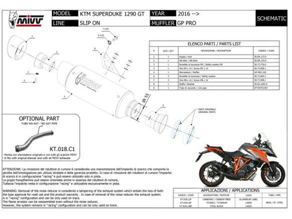SILENCIADOR MIVV GP PRO ACERO INOXIDABLE NEGRO KTM 1290 SUPER DUKE GT 2016-2024 